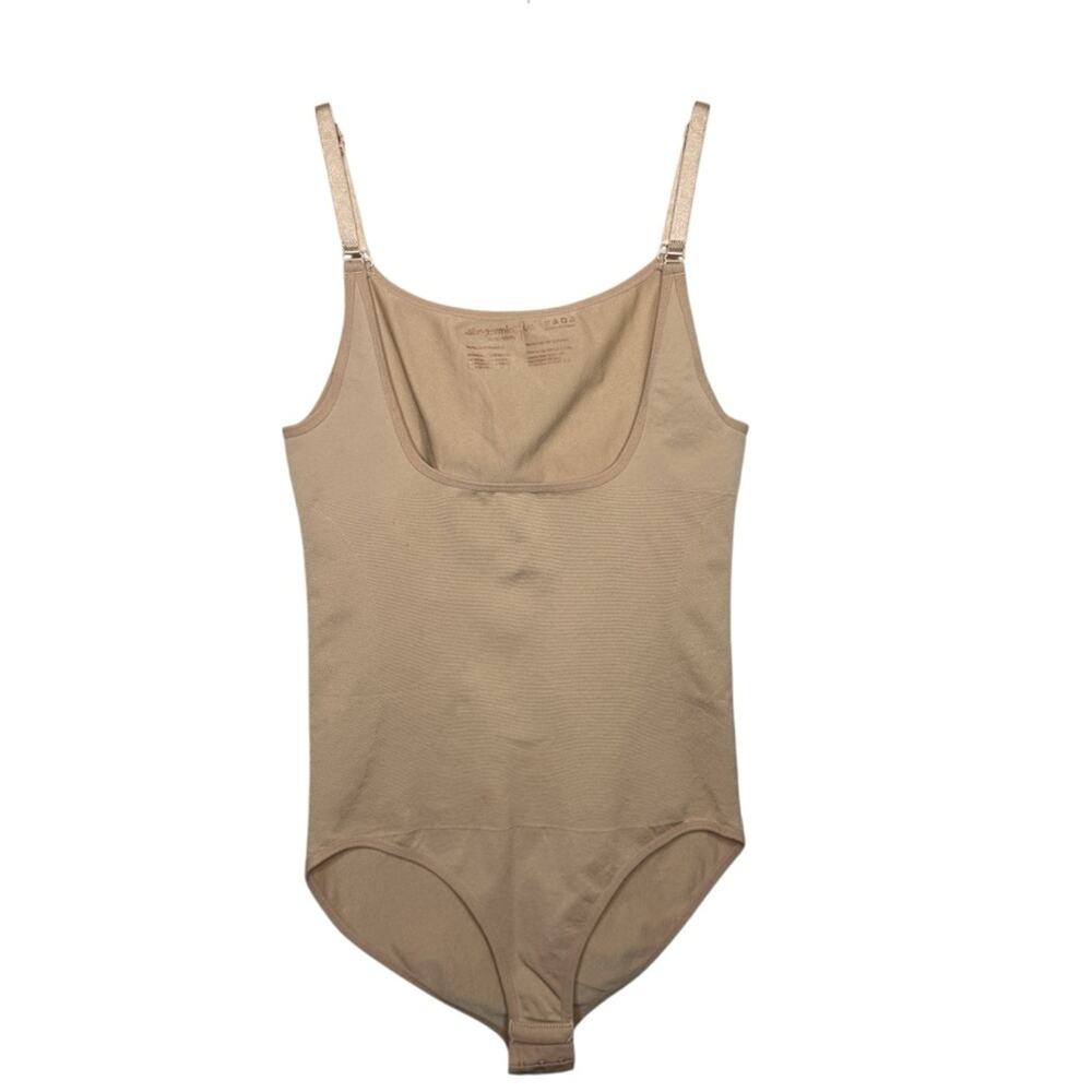 SHAPERMINT / tan nude open bust shapewear bodysuit / L
